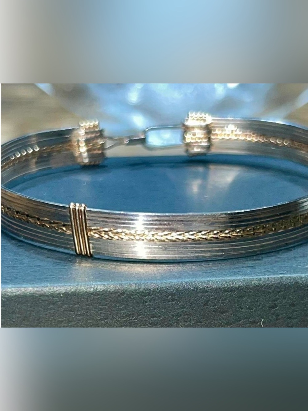 Handmade Silver and Brass Braided Bangle Bracelet - Women's